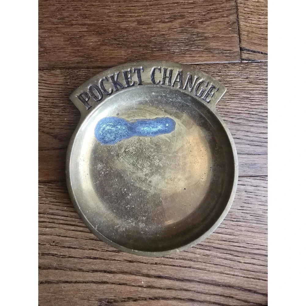 Vintage Solid Brass Pocket Change Dish Key Holder Trinket‎ Dish Coin Bowl